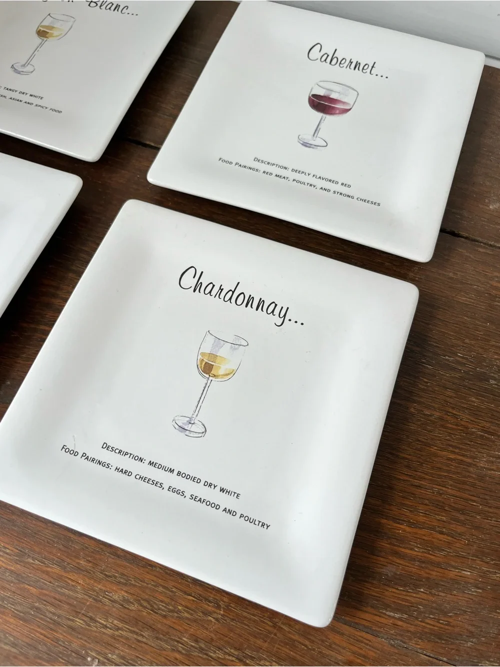 Pottery Barn Wine Guide Appetizer Plates (4)